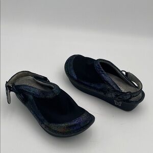 Alegria Black Mules Sleek Slip-On Clogs women 37 leather textile upper Y2K retro